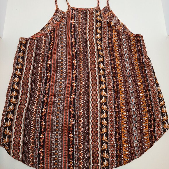 SHEIN Boho Surplice Tank Top XL – Rust Orange Tribal Print - Picture 4 of 8
